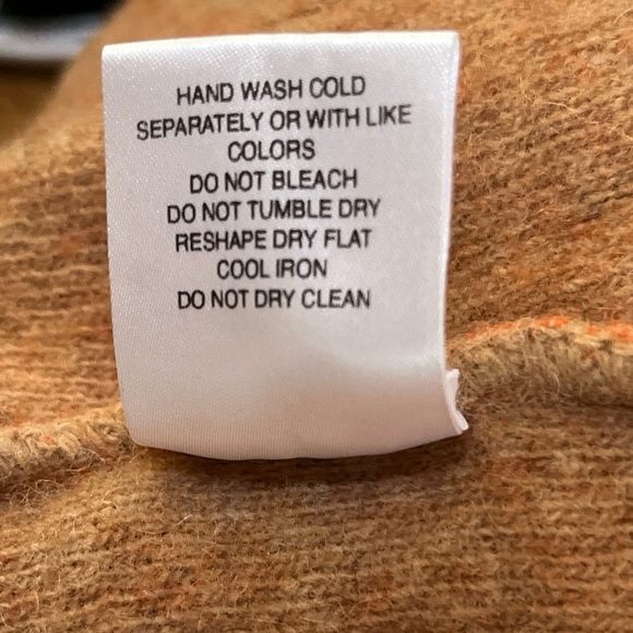 A. Ida for Anthropologie Italian Wool Blend Orange Tan Hooded Cardigan Sweater L - Picture 6 of 6